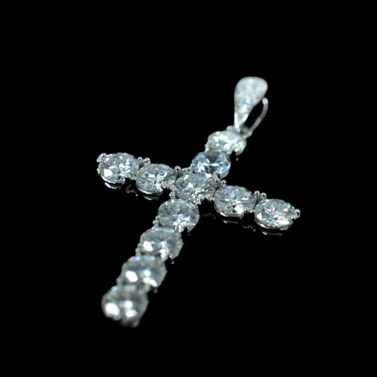 Sterling Silver Moissanite Cross Pendant